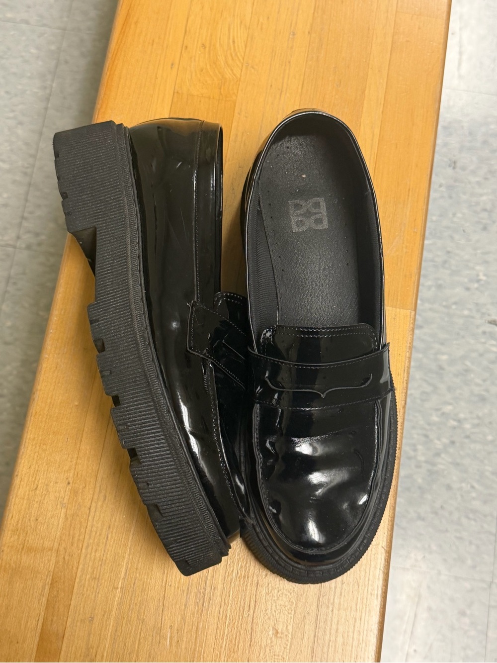 Black Patent Leather Men's Platform Loafers